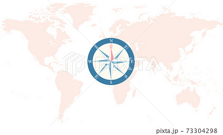 世界地図と方位磁石のイラスト素材