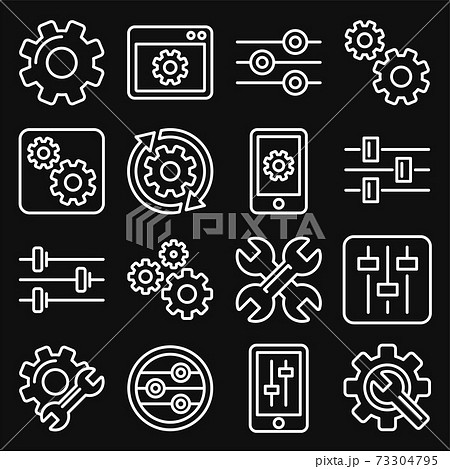 Settings, Options, Configuration or Preferences Icons Set. Line Style Vector Settings, Options, Configuration or Preferences Icons Set. Line Style Vector 73304795