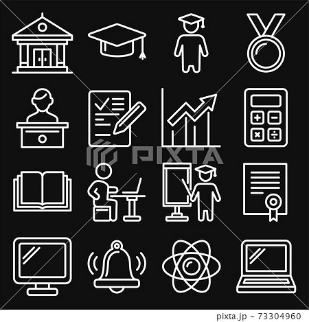 Education Icons College And School Study Set のイラスト素材