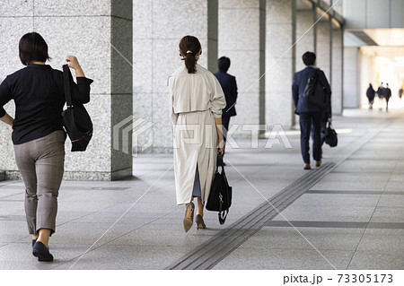 朝、出社する女性の後ろ姿 朝、出社する女性の後ろ姿 73305173