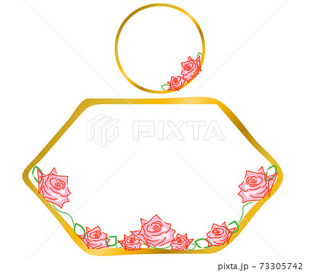 金色の枠と薔薇の花のメッセージ枠のベクター素材 73305742