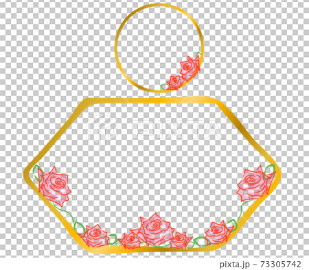 金色の枠と薔薇の花のメッセージ枠のベクター素材 73305742
