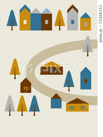 街と道路 イラスト 青のイラスト素材