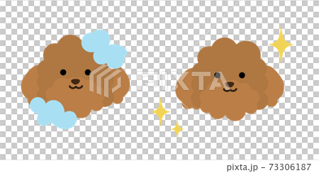 シャンプーをする犬のビフォーアフターのイラスト 73306187