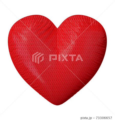 Red heart made of rough cloth. 73306657