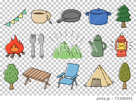 Hand-painted illustration set for outdoor camping 73306891