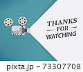 Cinema movie Thanks for watching slide. Movie presentation with film projector. Can use for web banner, infographics, hero images. Flat vector illustration isolated on generic background. 73307708