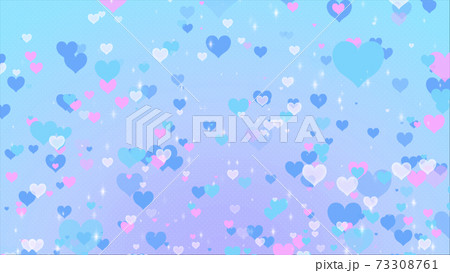 ハートが飛び交う背景ベース 寒色のイラスト素材