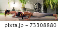 Asian women do yoga in city at night panorama 73308880