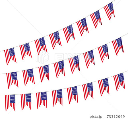 USA flags garlands decorative hanging bunting isolated 73312049