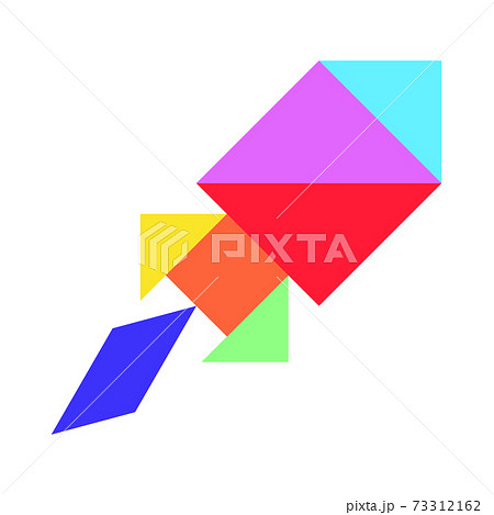 Color tangram puzzle in rocket or missile shape on white background Color tangram puzzle in rocket or missile shape on white background 73312162