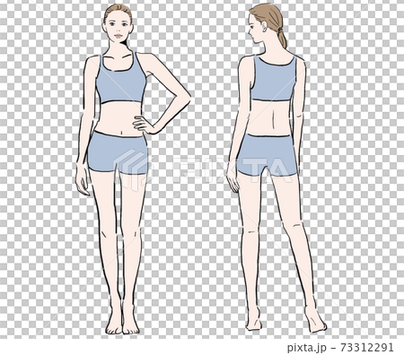 女性_全身_手描き_色付き 73312291