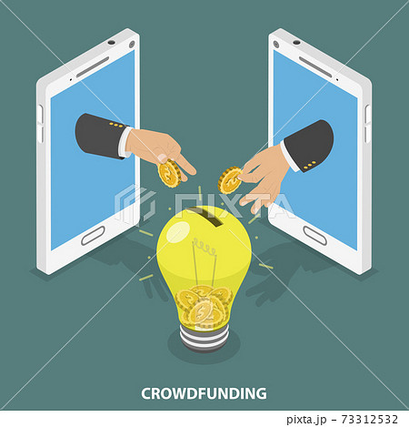 Crowdfunding flat isometric vector concept 73312532