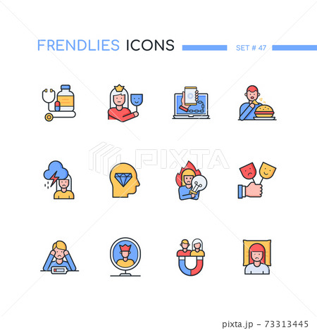 Psychological problems - line design style icons set 73313445