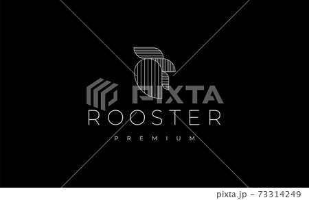 Chicken Rooster Line Logo Design Vector のイラスト素材