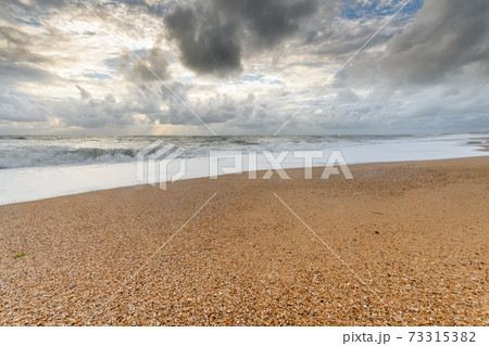 Sandy beach on the Atlantic coast in France. 73315382