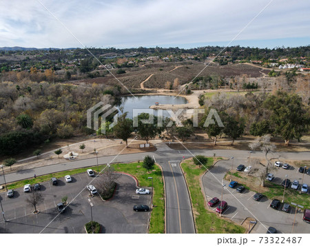 Aerial view of Kit Carson Park, municipal park in Escondido Aerial view of Kit Carson Park, municipal park in Escondido 73322487