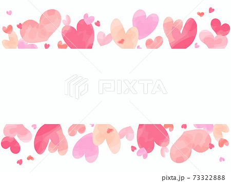 ピンクのハートのイラストのフレーム背景のイラスト素材