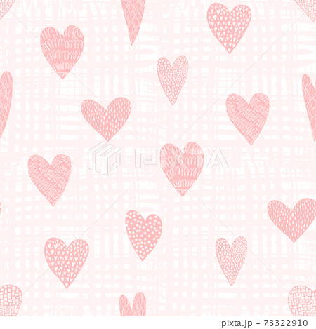 Cute pattern with pink hand drawn textured hearts Cute pattern with pink hand drawn textured hearts 73322910