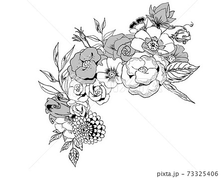 花_モノクロ透過 73325406
