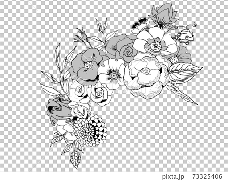 花_モノクロ透過 73325406