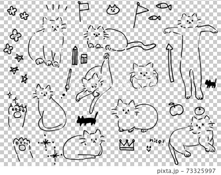 一隻單色貓的手繪插圖 73325997
