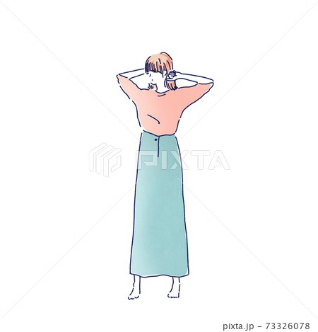 眠たそうな女性 全身 のイラスト素材