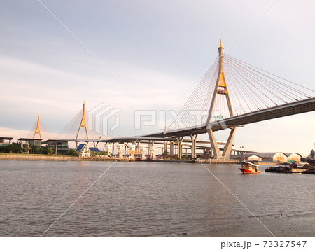Industrial Ring Bridge or Mega Bridge,at night in Bangkok , Thailand 73327547