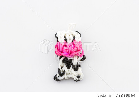 Colorful of elastic rainbow loom bands. 73329964