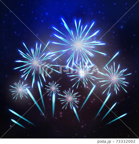 Starry fireworks on night background 73332002