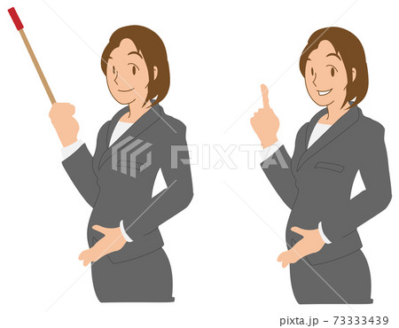 指示棒　指差し　説明する　ビジネスウーマン　セット 73333439