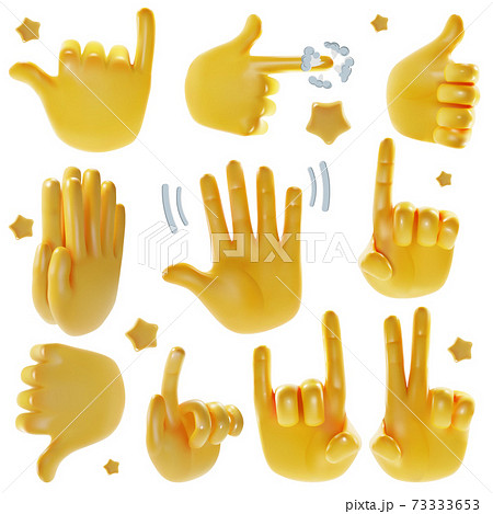 Realistic Detailed 3d Emoji Hands Set. Vector 73333653