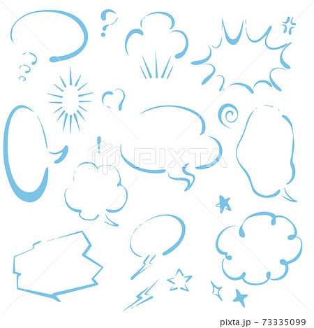 吹き出し　カリグラフィー風　線画　フレーム　かわいい　おしゃれ　コピースペース　イラスト素材セット 73335099