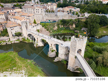 View from drone of Besalu 73335106