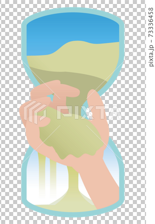 Sand spilling from the hourglass 73336458