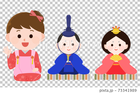 お雛祭り　おひな様と女の子　イラスト 73341989