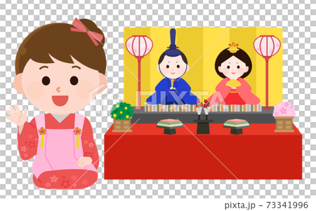 お雛祭りを祝う女の子　イラスト 73341996
