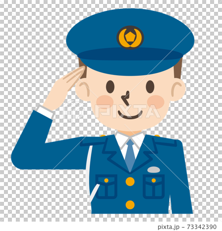 敬礼をする男性警察官 73342390