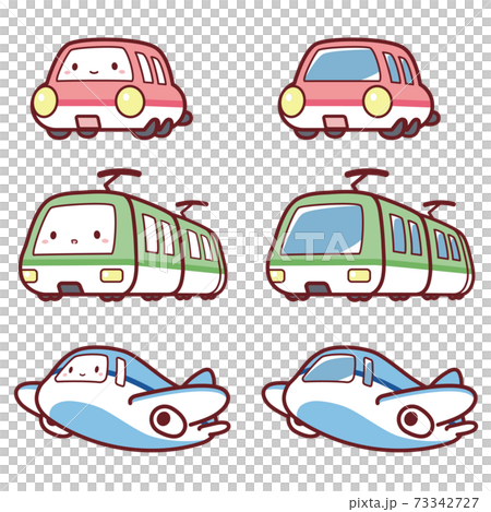 乗り物イラストセット 車 電車 飛行機のイラスト素材