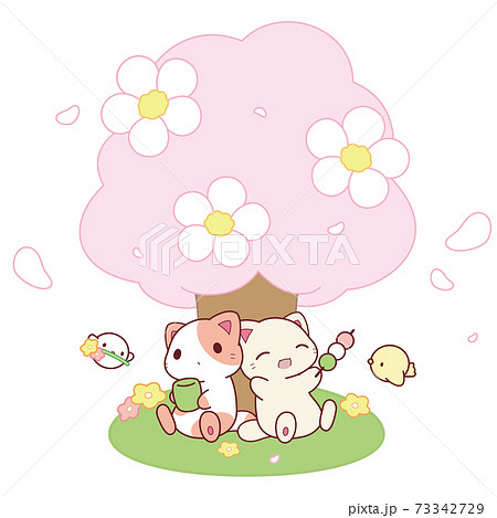 猫さんのお花見のイラスト素材 猫さんのお花見のイラスト素材