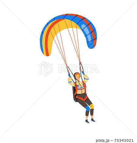 Man Flying Paraglider Descenting Using のイラスト素材