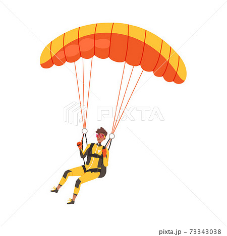 Man Flying Paraglider Descenting Using のイラスト素材