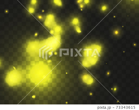 Glowing light on a transparent background. Glowing particles, magic glow. Sparkling light. Star dust. Design a template for banner, poster and greeting cards. Vector illustration Glowing light on a transparent background. Glowing particles, magic glow. Sparkling light. Star dust. Design a template for banner, poster and greeting cards. Vector illustration 73343615