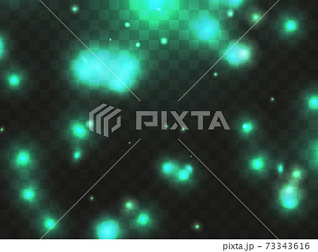 Glowing light on a transparent background. Glowing particles, magic glow. Sparkling light. Star dust. Design a template for banner, poster and greeting cards. Vector illustration Glowing light on a transparent background. Glowing particles, magic glow. Sparkling light. Star dust. Design a template for banner, poster and greeting cards. Vector illustration 73343616