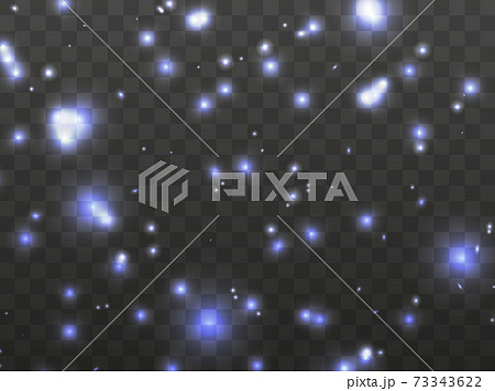 Glowing light on a transparent background. Glowing particles blue color, magic glow. Sparkling light. Star dust. Design a template for banner, poster and greeting cards. Vector illustration Glowing light on a transparent background. Glowing particles blue color, magic glow. Sparkling light. Star dust. Design a template for banner, poster and greeting cards. Vector illustration 73343622