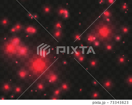 Glowing light on a transparent background. Glowing particles red color, magic glow. Sparkling light. Star dust. Design a template for banner, poster and greeting cards. Vector illustration Glowing light on a transparent background. Glowing particles red color, magic glow. Sparkling light. Star dust. Design a template for banner, poster and greeting cards. Vector illustration 73343623