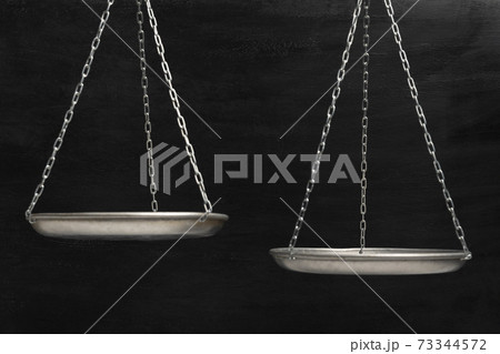 Empty scales close up on black background. Balance scales Empty scales close up on black background. Balance scales 73344572
