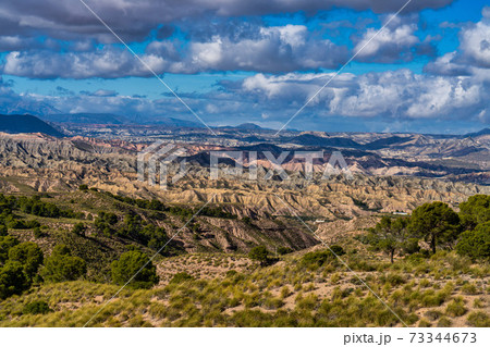 Landscape near Bacor Olivar at Embalse de Negratin reservoir lake in Spain 73344673