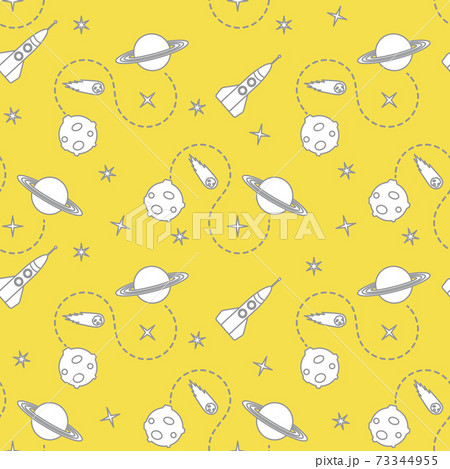 Space seamless pattern with rocket, planet, stars. Space seamless pattern with rocket, planet, stars. 73344955