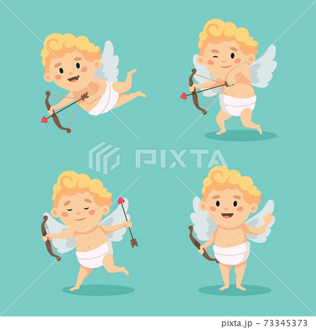 Cute cupid character set isolated. Happy Valentine s day vector illustration in cartoon style 73345373